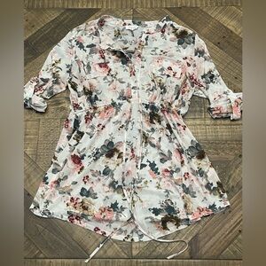 Siren Lily Floral Blouse in Cream and Pink